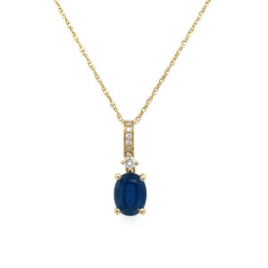 Yellow Gold Sapphire Necklace with Diamonds