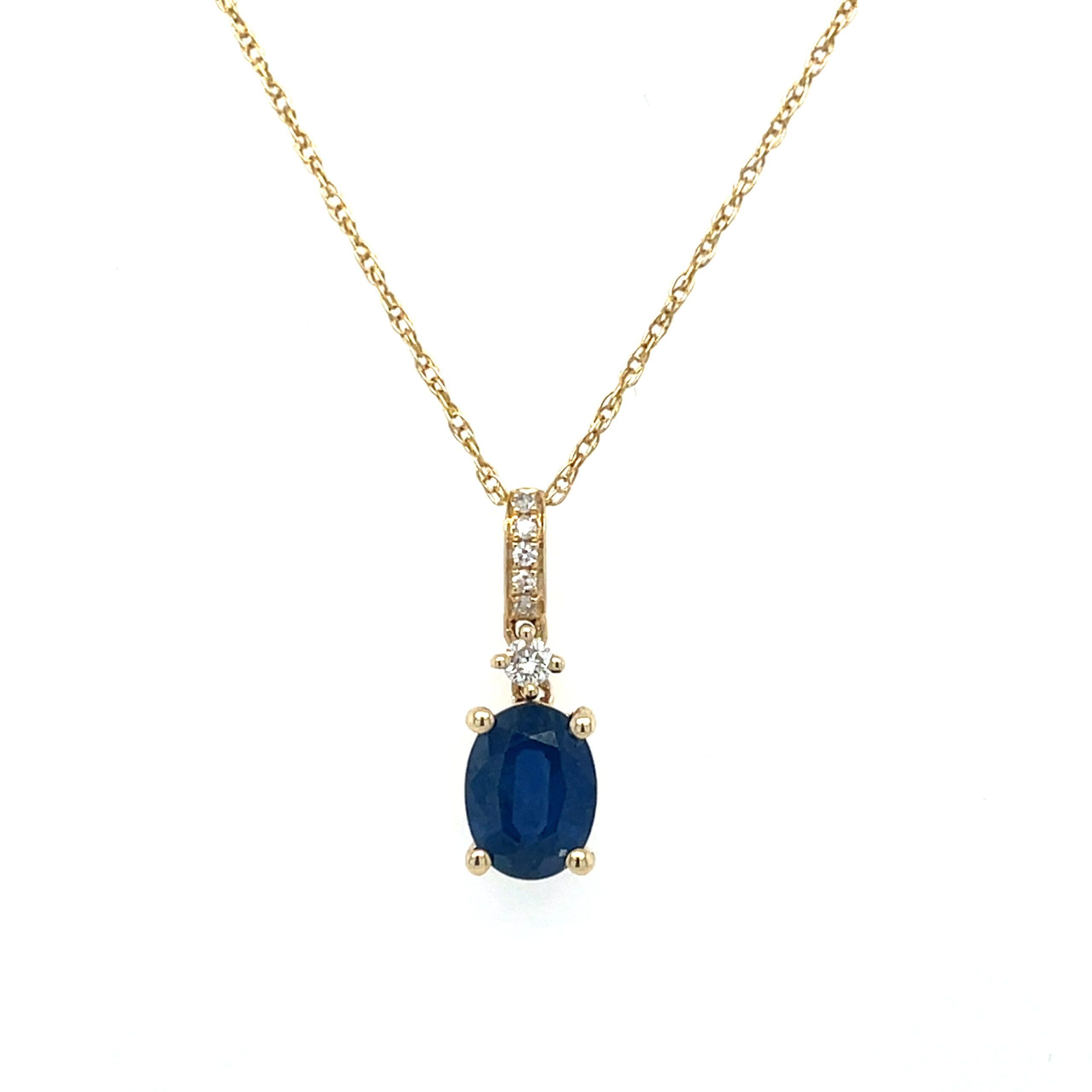 Yellow Gold Sapphire Necklace with Diamonds