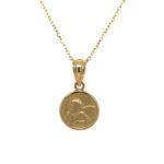 Yellow Gold Angel Coin Charm Necklace