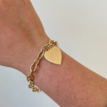 Yellow Gold Link Bracelet with Heart Charm