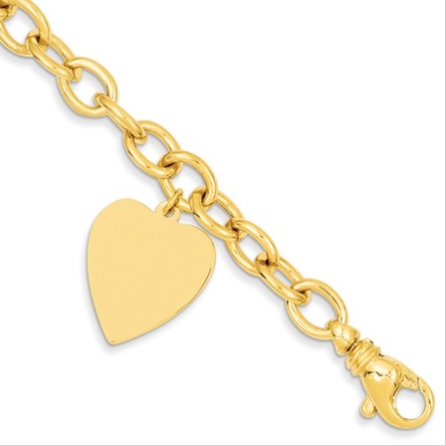 Yellow Gold Link Bracelet with Heart Charm