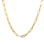 Yellow Gold Paperclip Necklace with Diamond Clasp