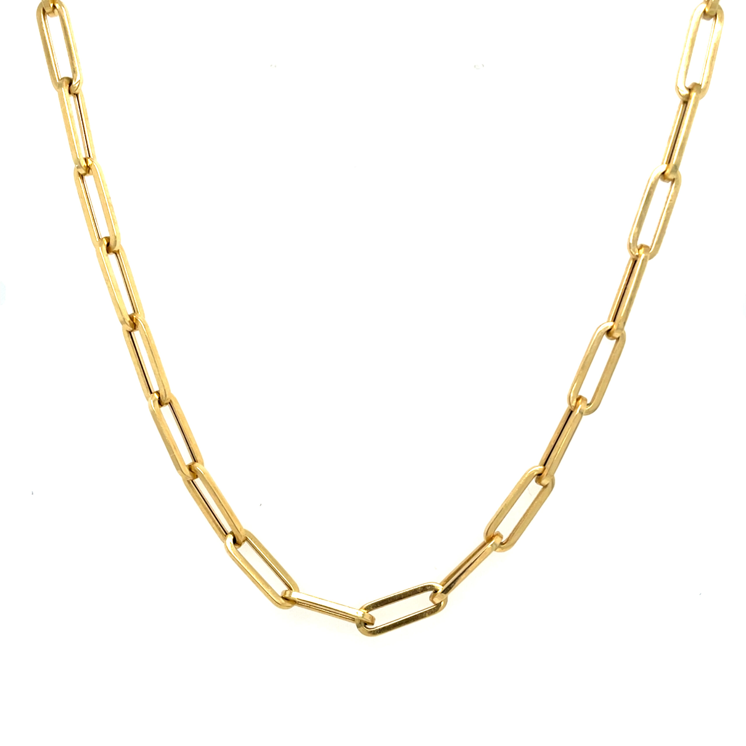 Yellow Gold Paperclip Necklace with Diamond Clasp