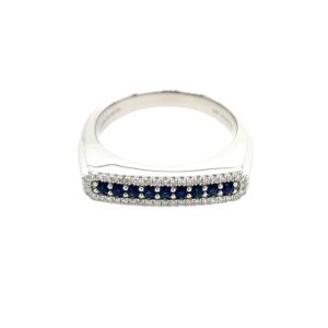 Sterling Silver Sapphire Signet Ring with Diamonds