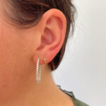 Estate: White Gold 30mm 2.00 Carat Diamond In-and-Out Hoop Earrings