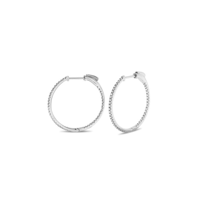 Estate: White Gold 30mm Diamond In-and-Out Hoop Earrings