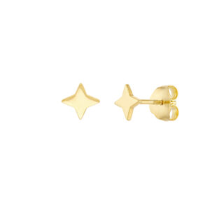 Yellow Gold North Star Stud Earrings