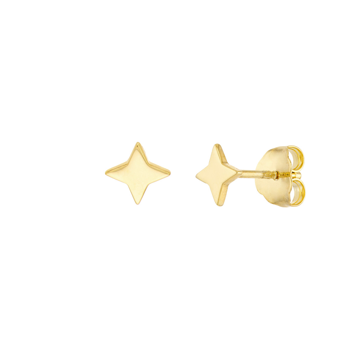 Yellow Gold North Star Stud Earrings