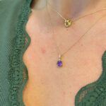 Yellow Gold Amethyst Necklace with Diamonds