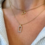 Yellow Gold Pickleball Diamond Pendant Necklace