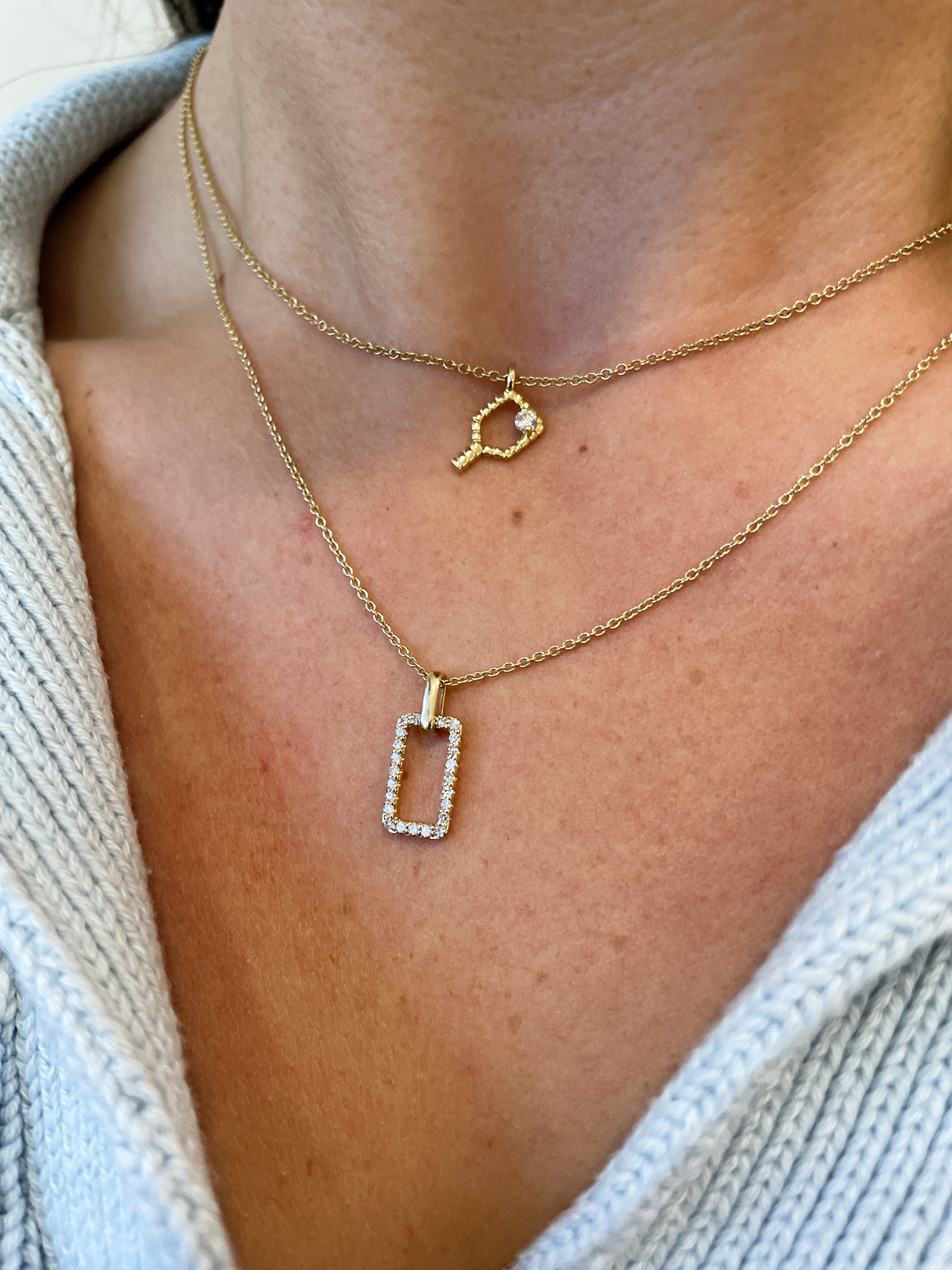 Yellow Gold Pickleball Diamond Pendant Necklace