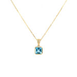 Yellow Gold Blue Topaz Necklace