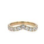 Yellow Gold Curved Diamond Stackable Band