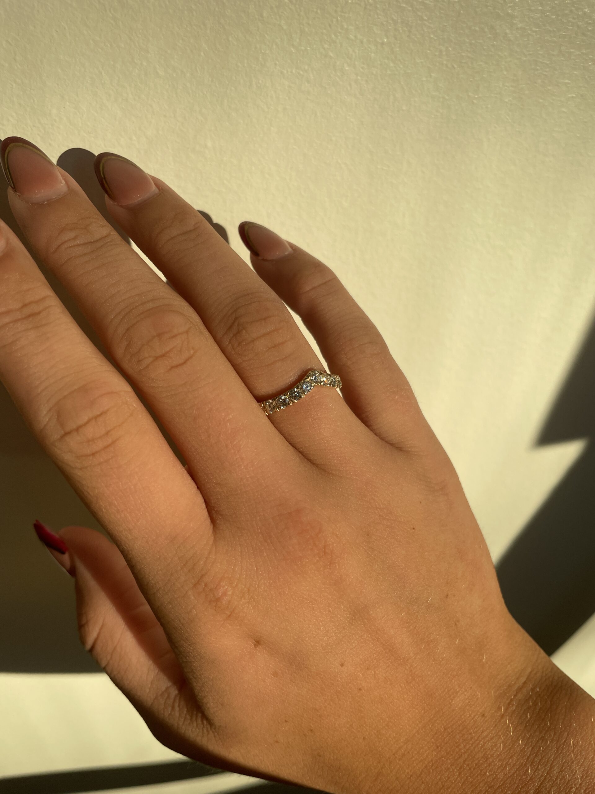 Yellow Gold Curved Diamond Stackable Band