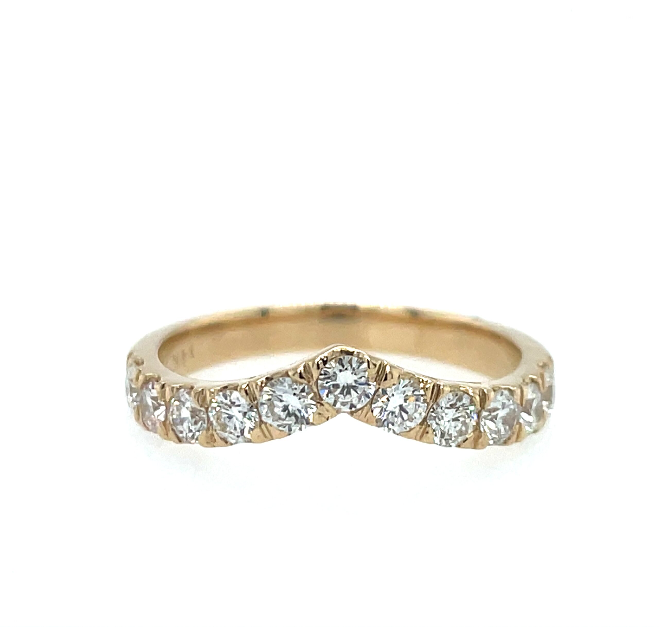 Yellow Gold Curved Diamond Stackable Band
