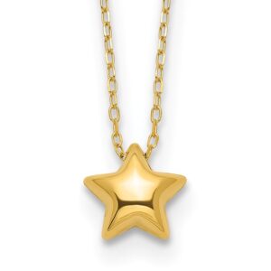 Yellow Gold Puffed Star Necklace