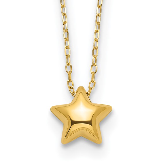 Yellow Gold Puffed Star Necklace