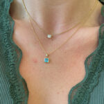Yellow Gold Blue Topaz Necklace