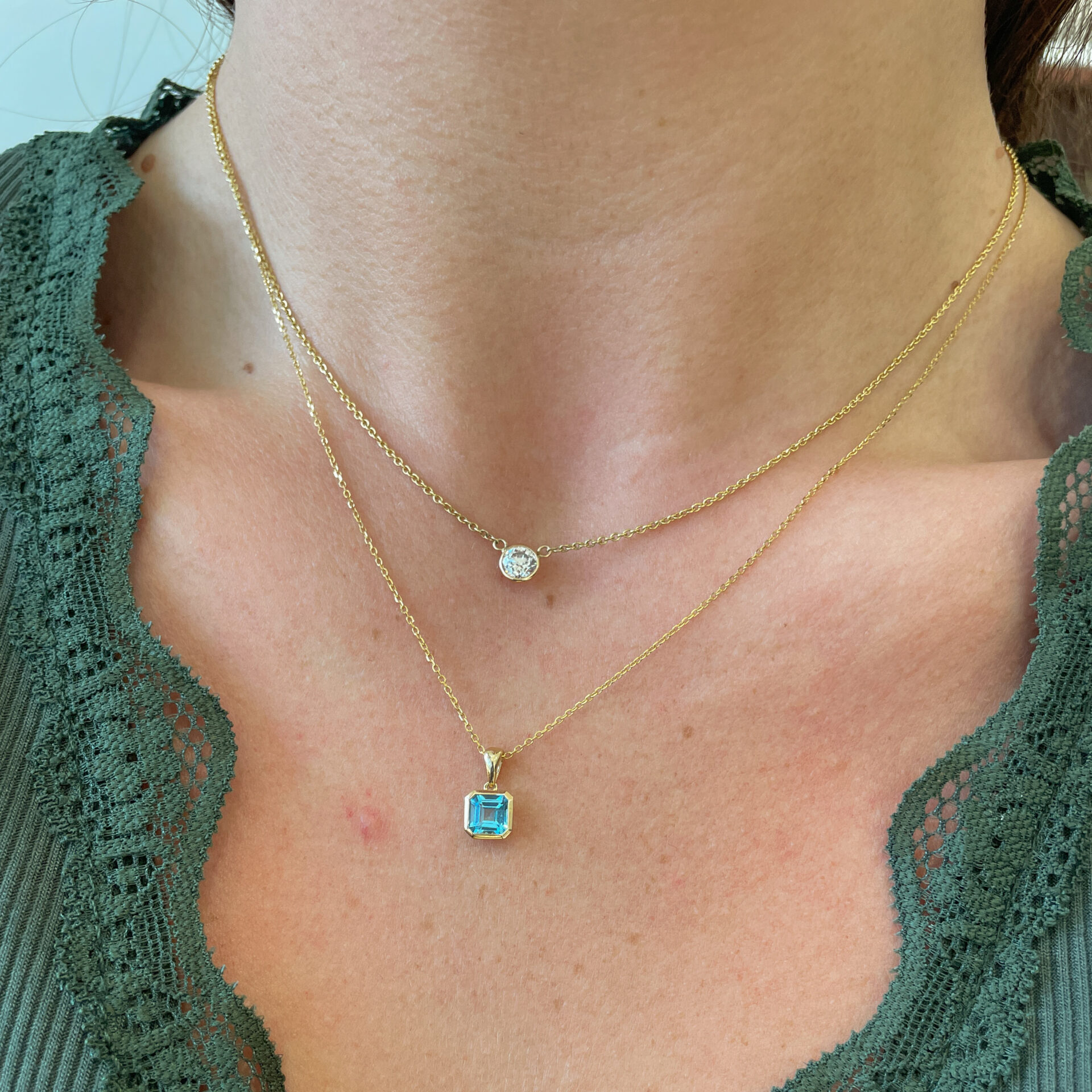 Yellow Gold Bezel-Set Diamond Necklace