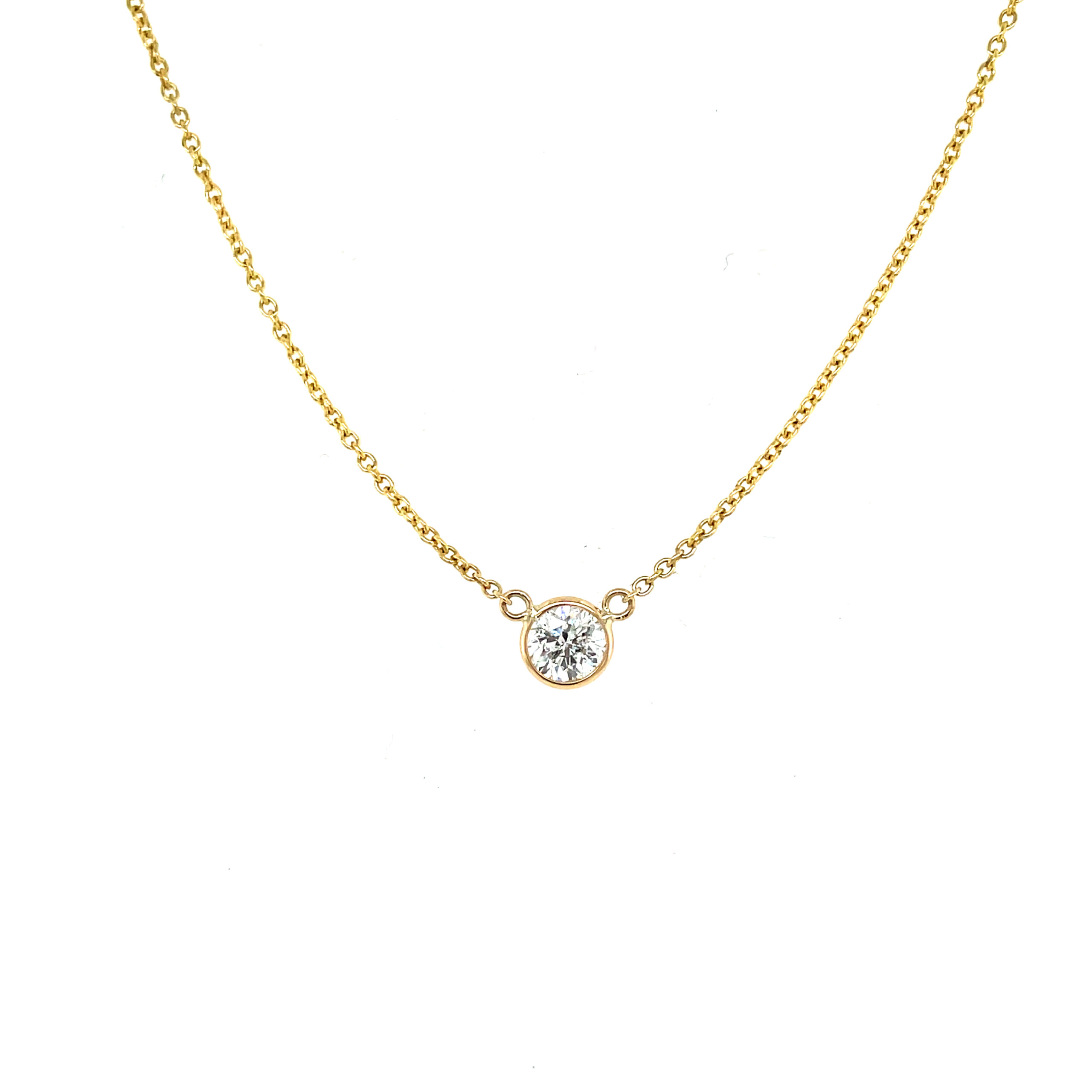 Yellow Gold Bezel-Set Diamond Necklace