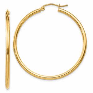 Yellow Gold Hoop Earrings, 40mm