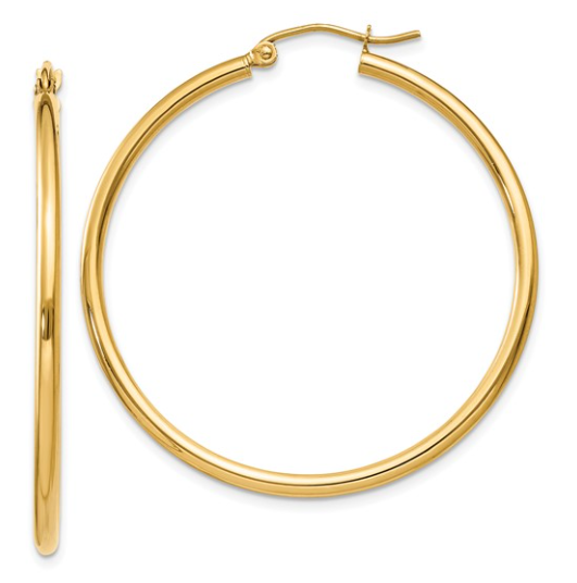 Yellow Gold Hoop Earrings, 40mm