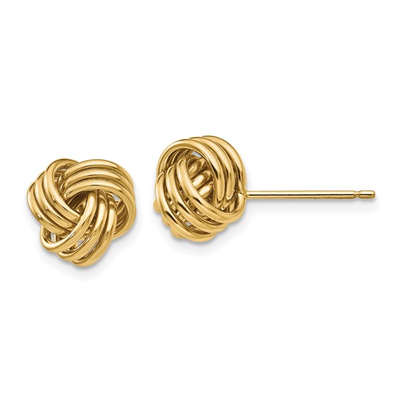 Yellow Gold Triple Love Knot Stud Earrings