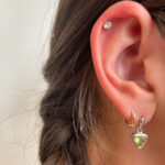 Estate: White Gold Peridot Drop Earrings