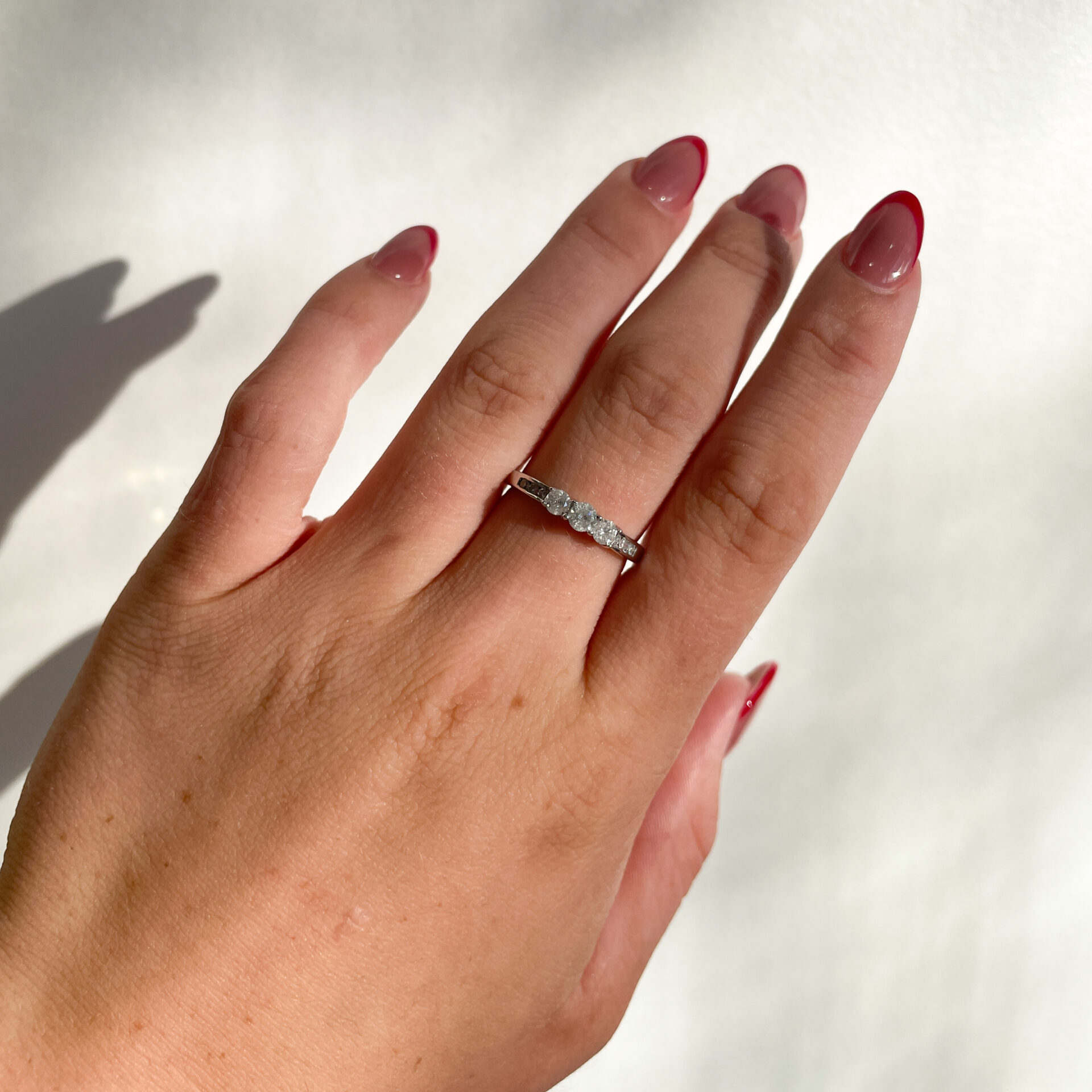 Estate: White Gold Diamond Three-Stone Ring