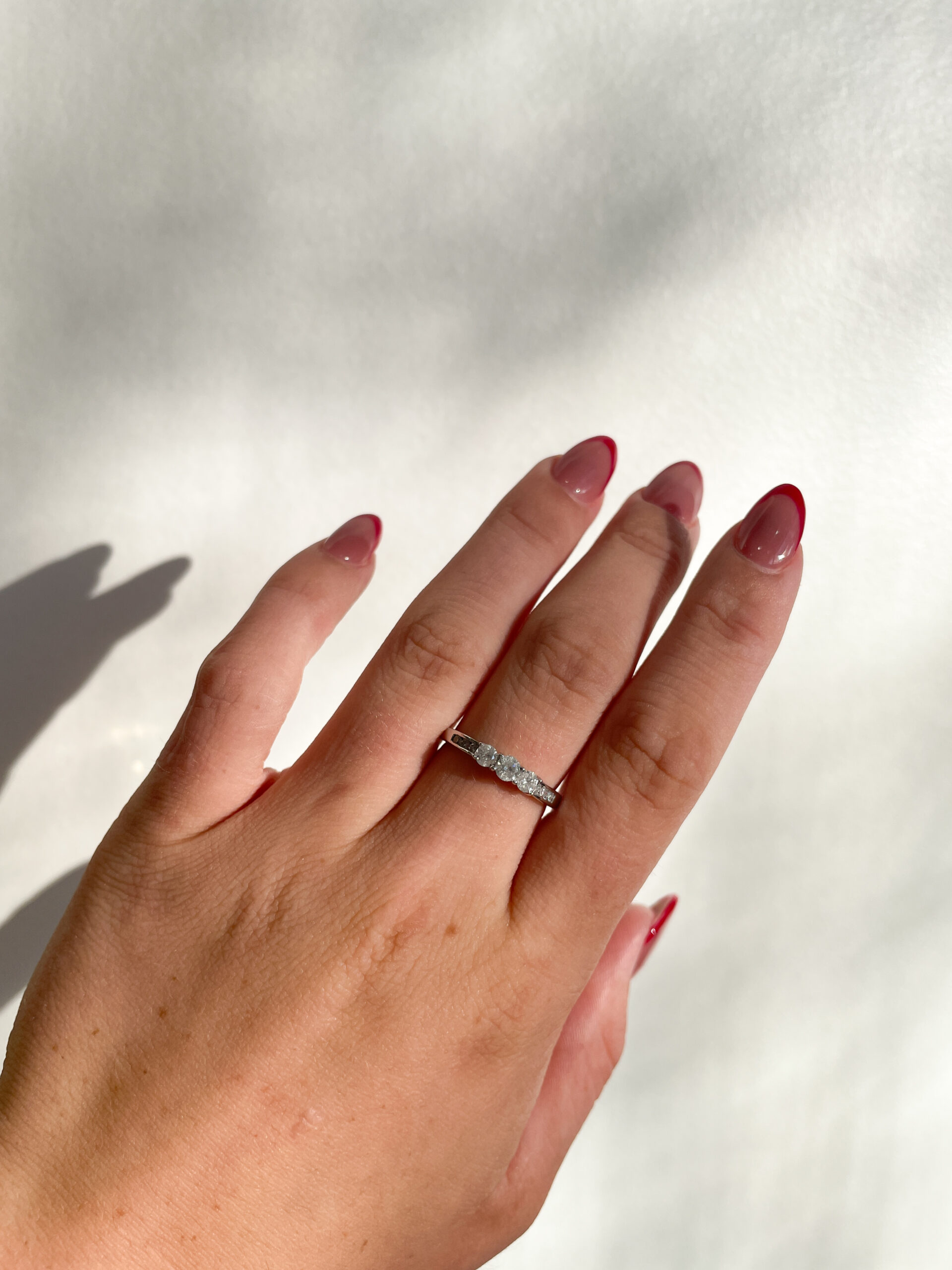 Estate: White Gold Diamond Three-Stone Ring