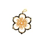 Estate:  Yellow Gold & Black Enamel Diamond Pendant