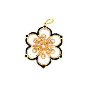 Estate:  Yellow Gold & Black Enamel Diamond Pendant