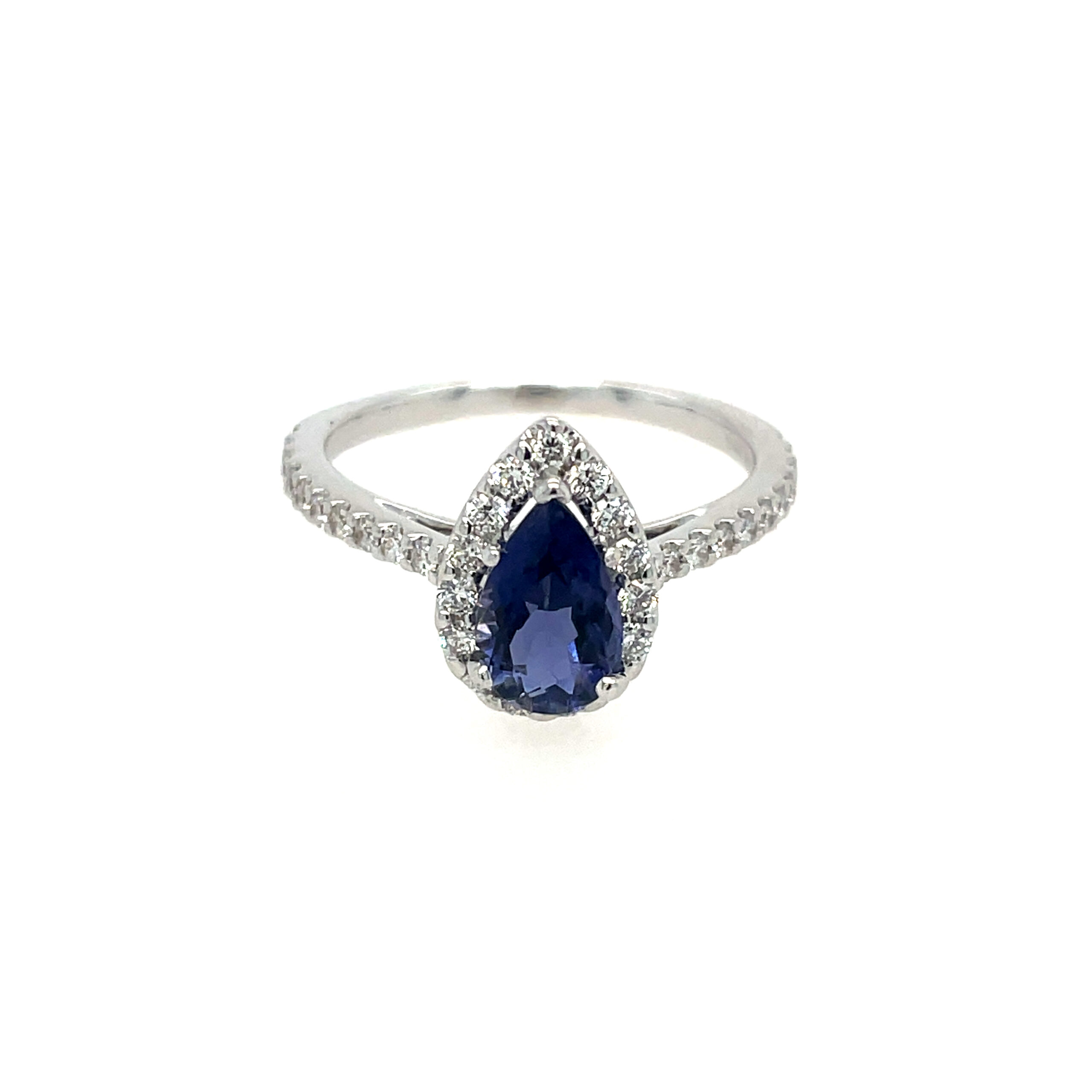 White Gold Iolite and Diamond Ring