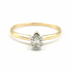 Estate: Yellow Gold Pear-Shaped Diamond Ring