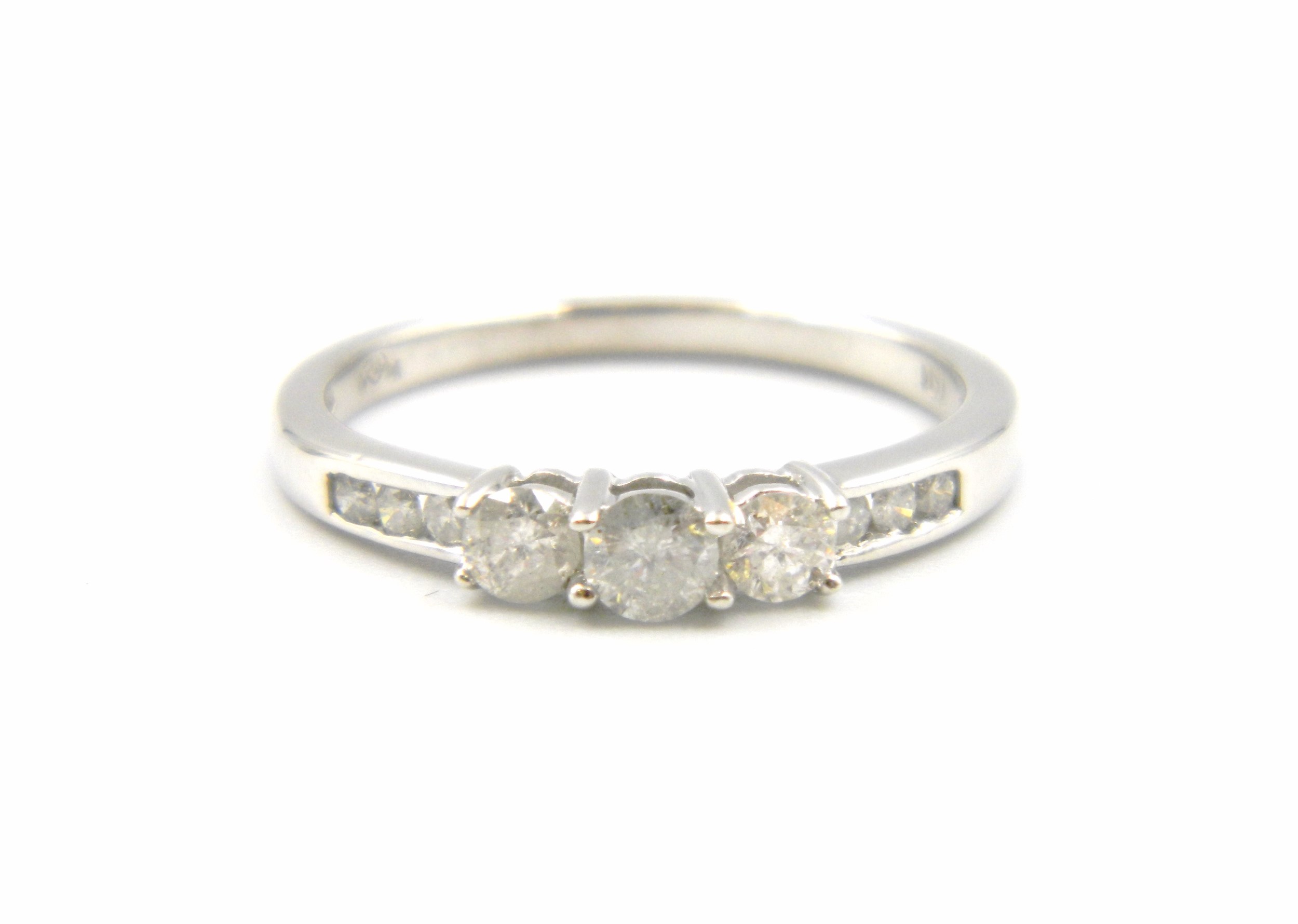 Estate: White Gold Diamond Three-Stone Ring