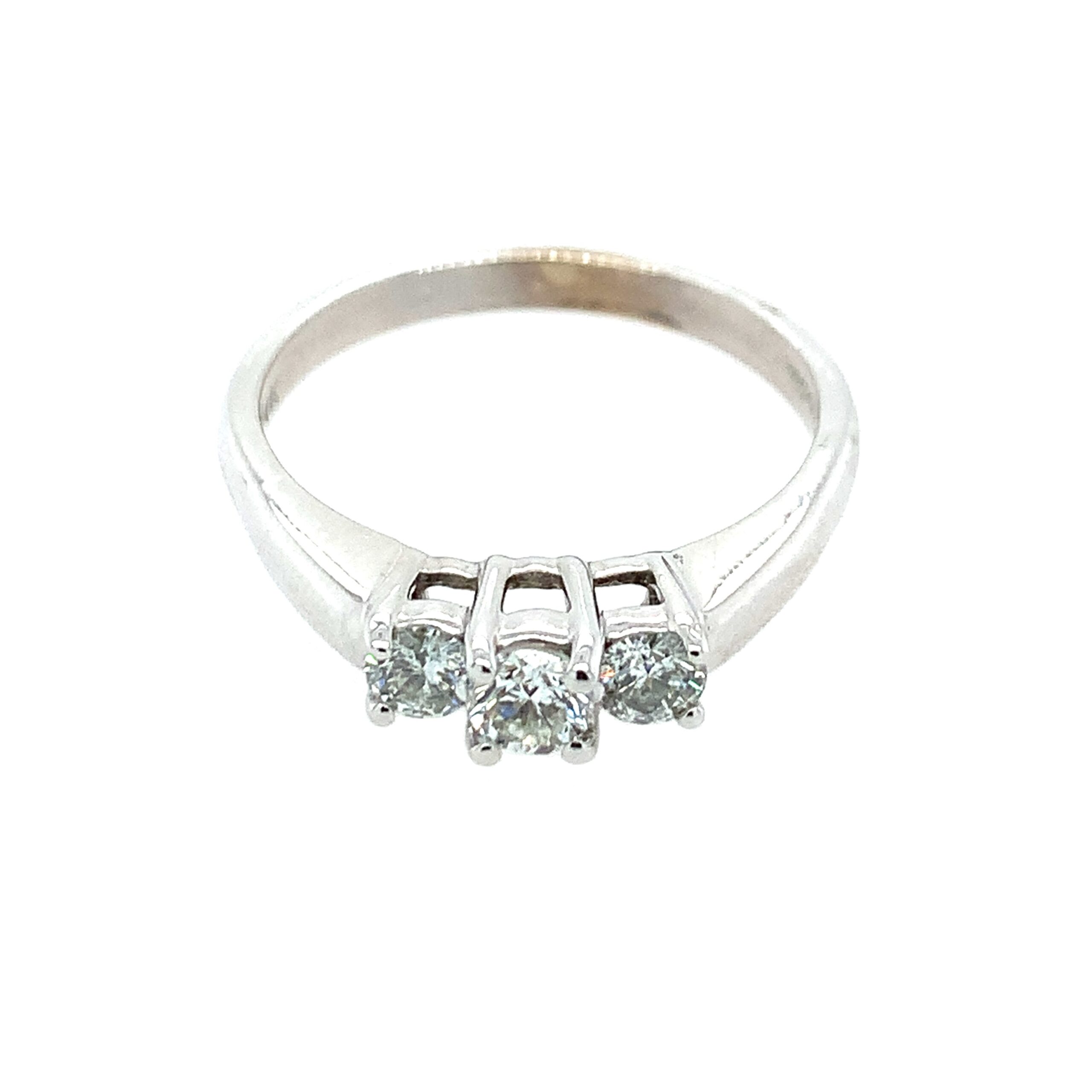 Estate: White Gold Three-Stone Diamond Ring