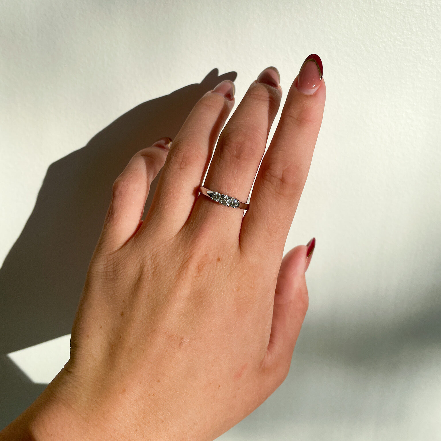 Estate: White Gold Three-Stone Diamond Ring