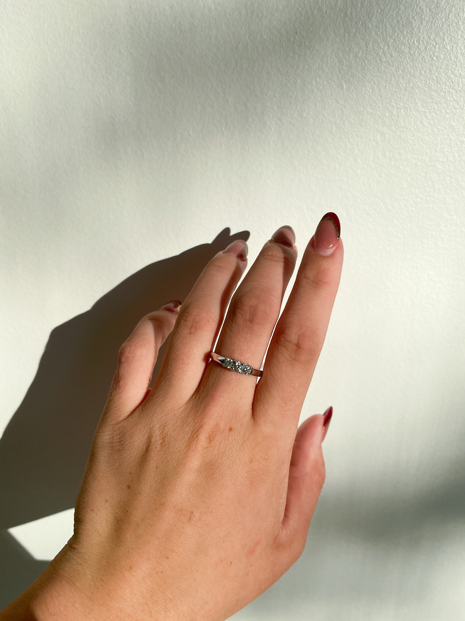 Estate: White Gold Three-Stone Diamond Ring