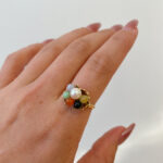 Estate: Yellow Gold Gemstone and Pearl Bouquet Ring