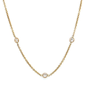 Yellow Gold Diamond Station Necklace