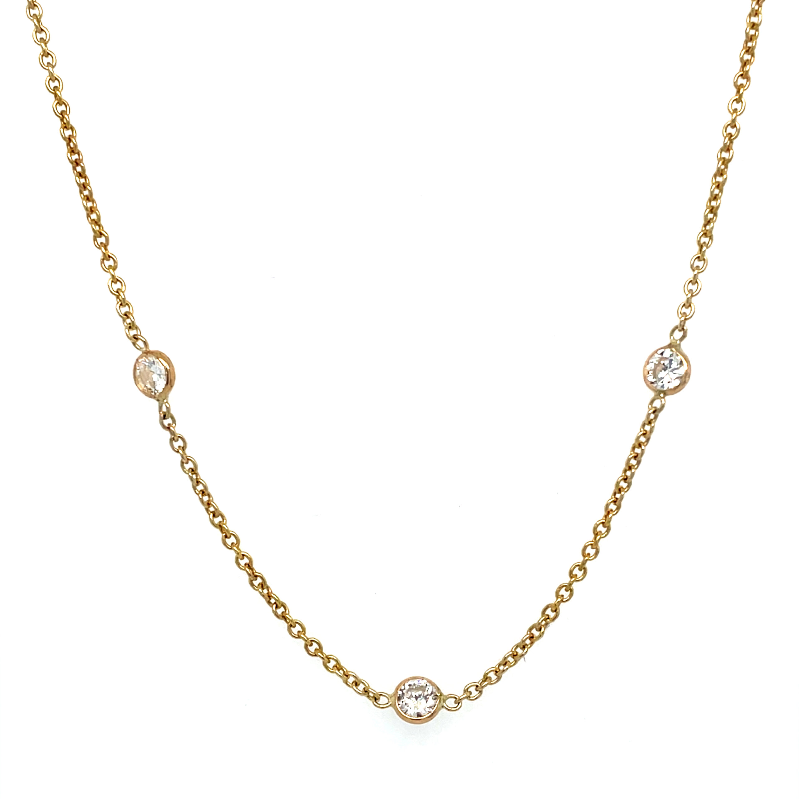 Yellow Gold Diamond Station Necklace