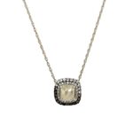Estate: White Gold Rose-Cut Diamond Necklace with Diamond & Topaz Halo