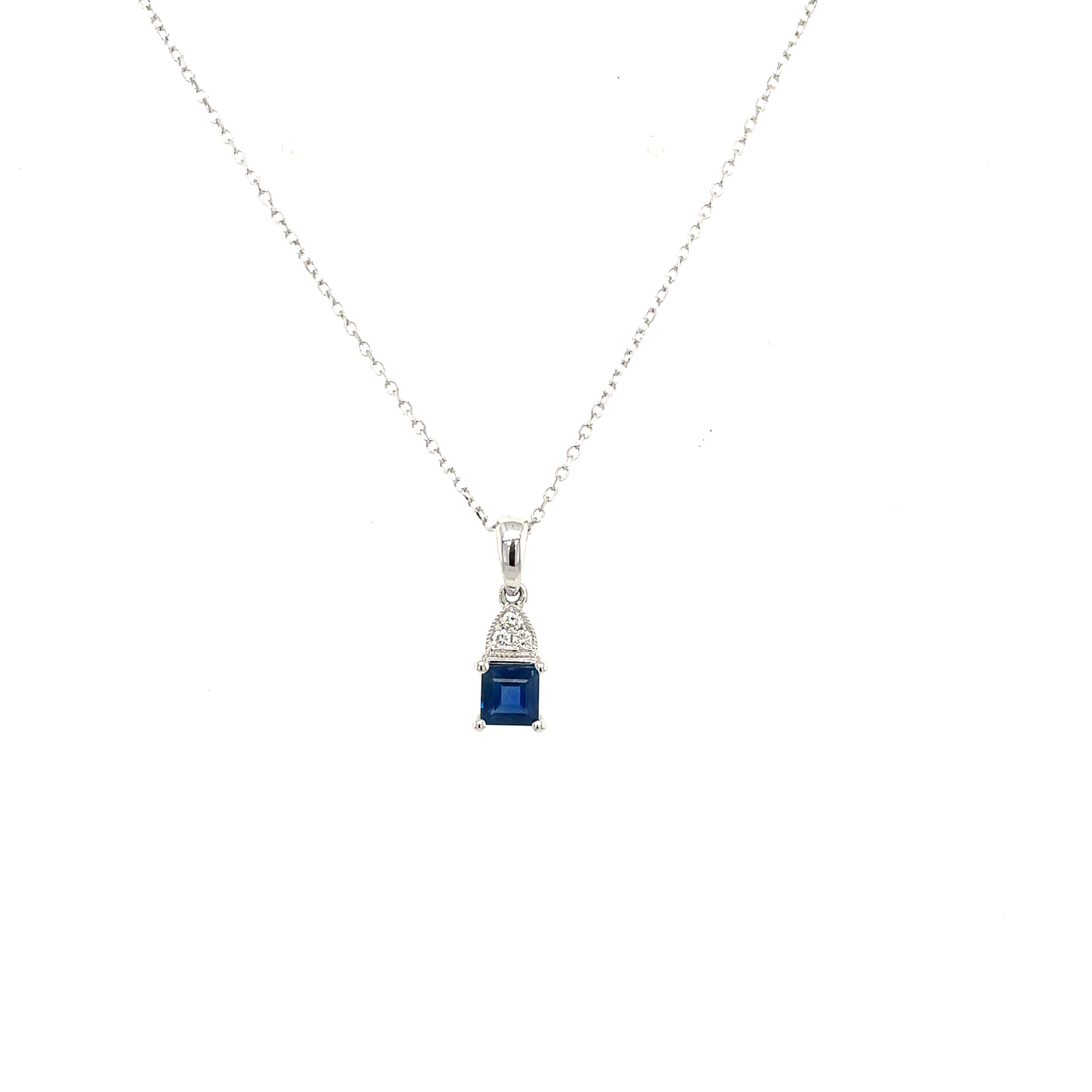 White Gold Sapphire Necklace with Diamonds
