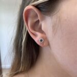 Yellow Gold Sapphire Stud Earrings with Diamond Halos