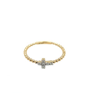 Yellow Gold Diamond Cross Ring