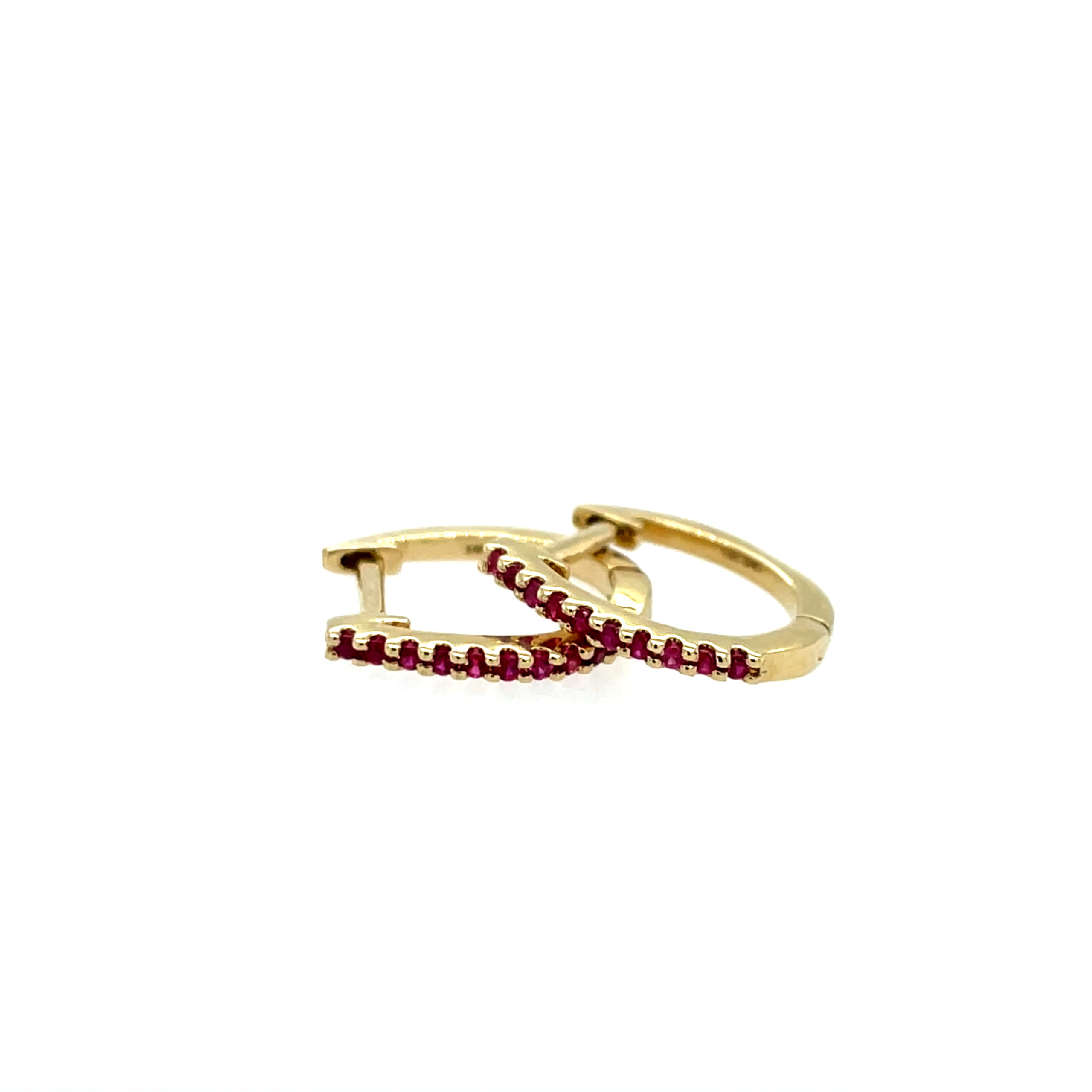 Yellow Gold Ruby Hoop Earrings