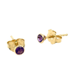 Yellow Gold Amethyst Stud Earrings