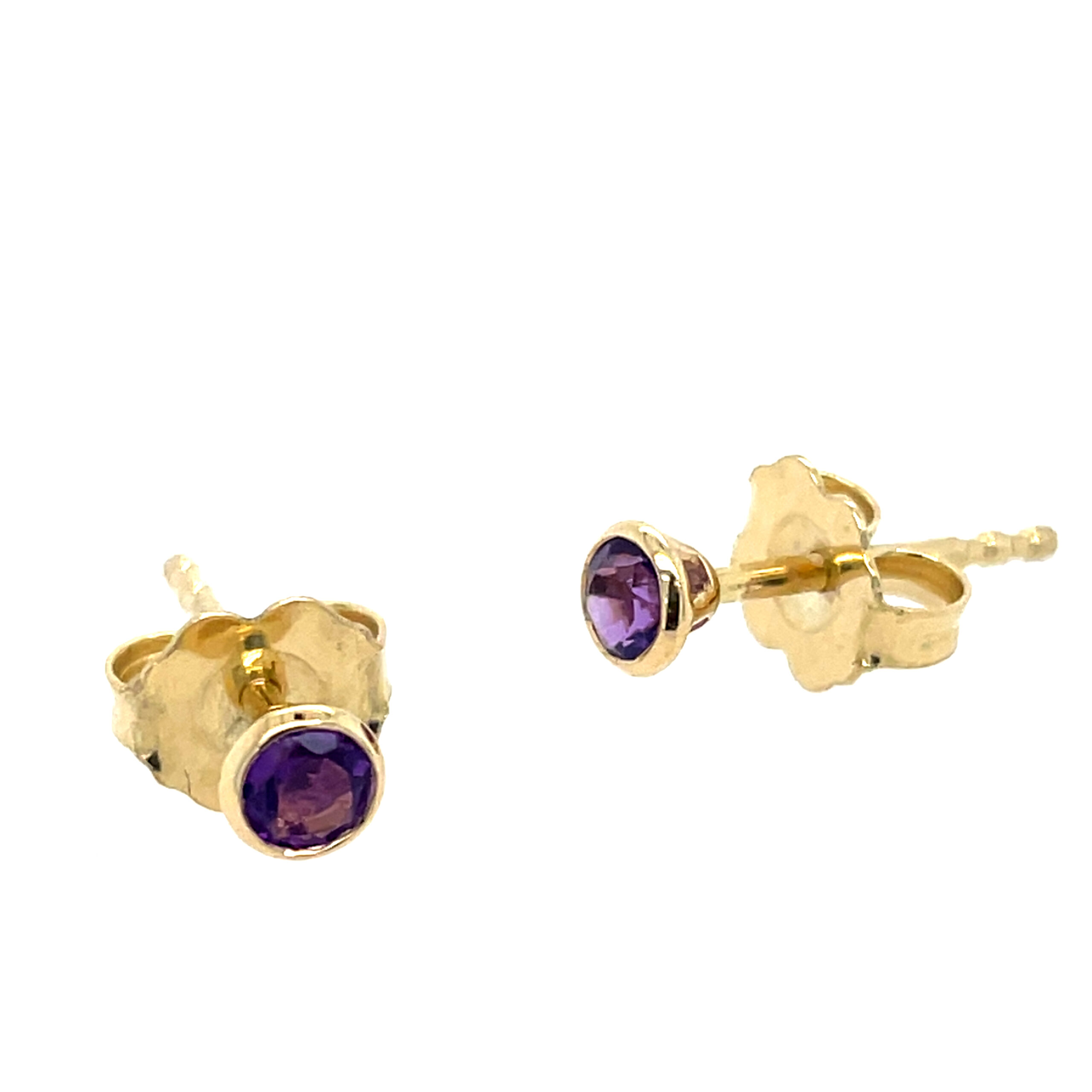 Yellow Gold Amethyst Stud Earrings