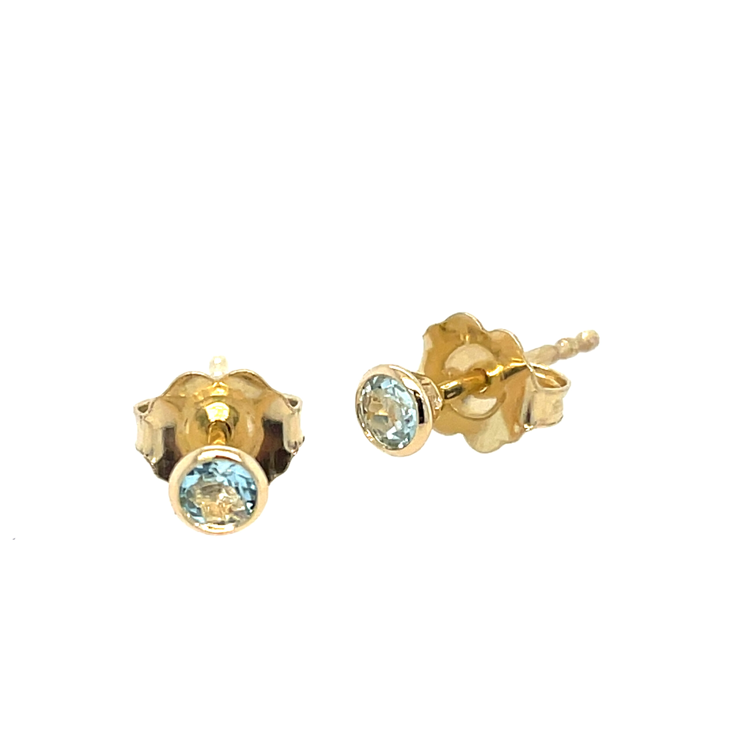Yellow Gold Aquamarine Stud Earrings