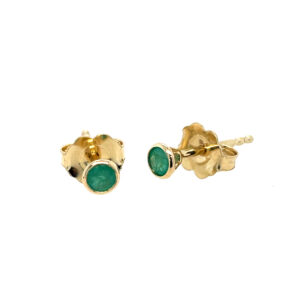 Yellow Gold Emerald Stud Earrings